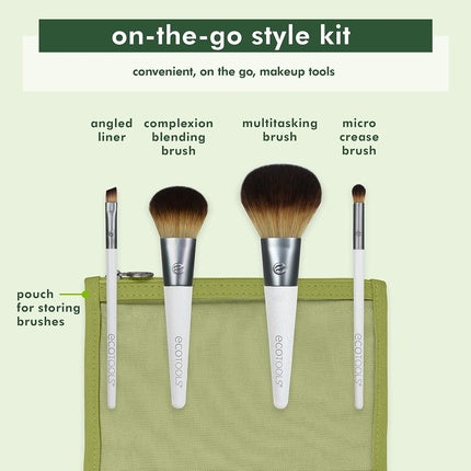 Set pensule machiaj, Ecotools, On-The-Go Style Kit, multifuncțional