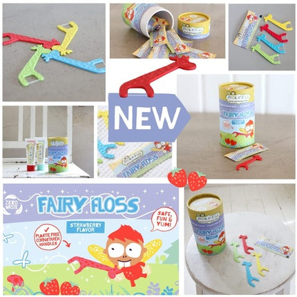 Fâșii dentare Jack N' Jill Fairy Floss cu mâner de girafă, ambalate individual, 30 bucăți