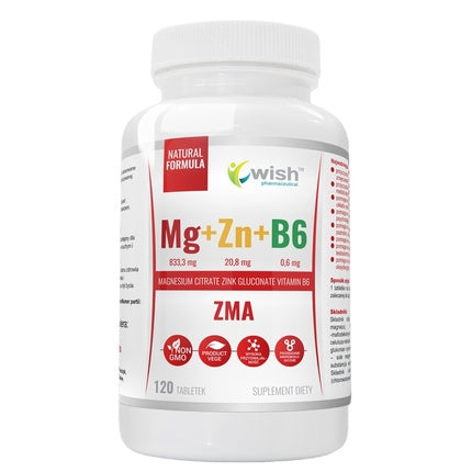Supliment dietetic Wish Pharmaceuticals ZMA Magnesium + Zinc + B6, 120 tablete