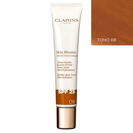 Crema de zi cu ton, Clarins Skin Illusion Tinted Moisturizer SPF 25, culoare Tono 08, capacitate 40ml