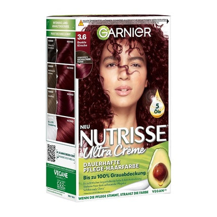 Garnier Nutrisse, Vopsea de păr permanentă, 036 Cireș Negru, cu uleiuri nutritive din fructe