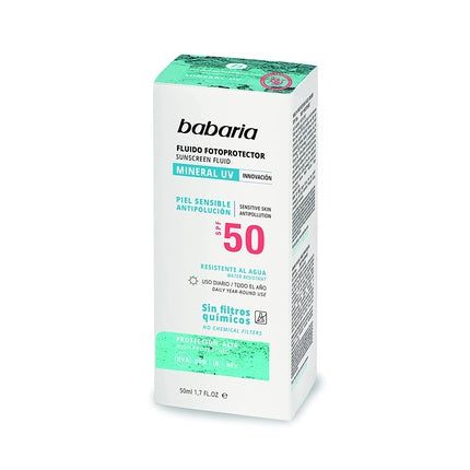 Fluid de față cu protecție solară SPF50, Babaria, Mineral, 50ml