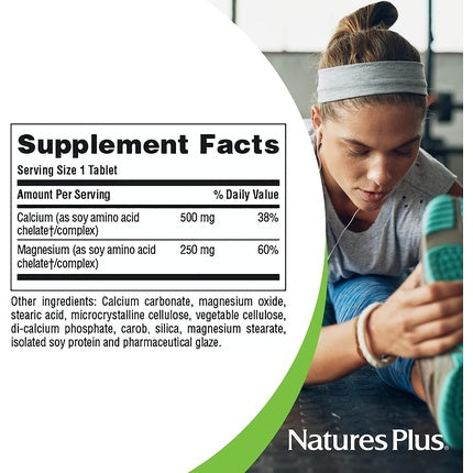 Tablete Calciu și Magneziu, Nature's Plus, 500mg Calciu, 250mg Magneziu
