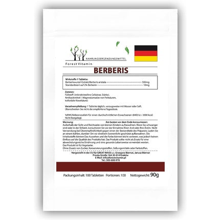 Suplement alimentar Forest Vitamin Berberis 500mg, 100 tablete