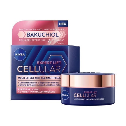 Crema de Noapte Anti-Ageing, Nivea Cellular Expert Lift, cu Acid Hialuronic, 115g