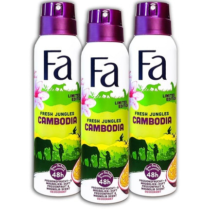 Deospray FA Fresh Jungles Cambodia, Deodorant antiperspirant spray cu parfum exotic, 150ml