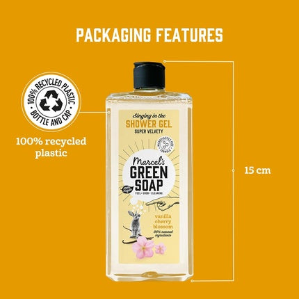 Gel de duș Marcel's Green Soap, vanilie și floare de cireș, 300ml