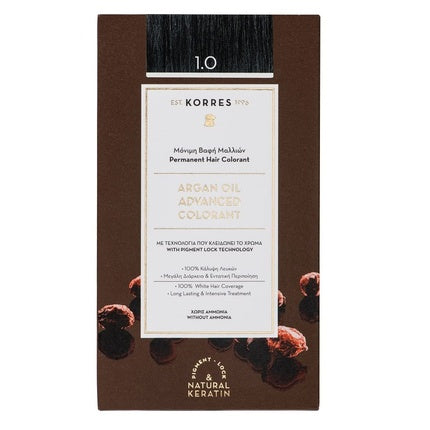 Vopsea de păr, Korres, Argan Oil, fără amoniac, negru