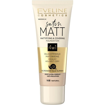 Fond de ten, Eveline Cosmetics, Satin Matt No. 103 Natural, 30ml