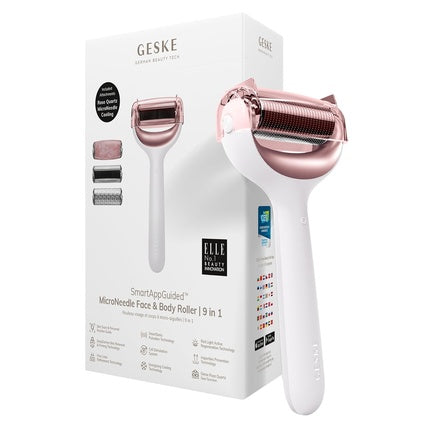 Roller facial si corporal Geske, microneedling, cu cuart roz