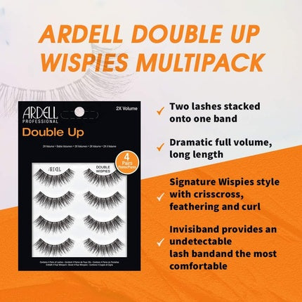 Gene False Ardell Double Up Double Wispies, Negru, Set 4 Perechi