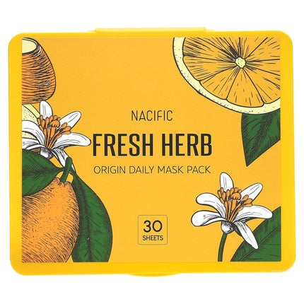 Mască tip șervețel, Nacific, Fresh Herb, 30 bucăți