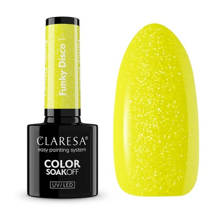 Vopsea Unghii Gel Claresa Funky Disco Galben cu Sclipici 15ml