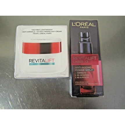 Set îngrijire antirid, L'Oréal Revitalift Laser X3, ser 30 ml și cremă zi 50 ml