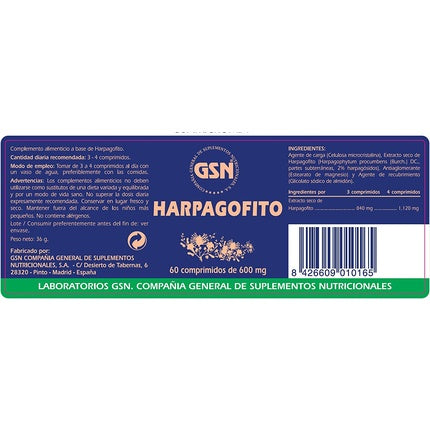 Supliment Harpagofito, GSN, 60 comprimate