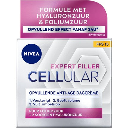 Crema de zi Nivea Expert Filler Cellular Acid Hialuronic Antiage SPF15, alb roz, 75g