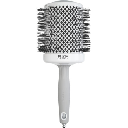 Perie pentru coafare, Olivia Garden, Expert Blowout Shine, alb şi gri, 80mm