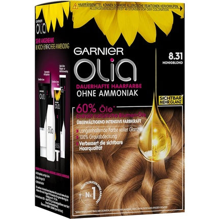 Vopsea de păr Garnier Olia, 60% ulei floral, fără amoniac, blond miere