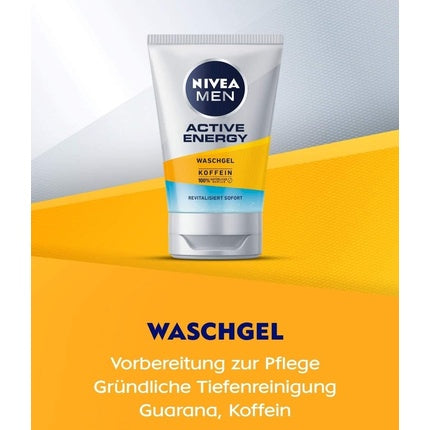 Gel curățare față, Nivea Men, Active Energy, cofeină, 100ml