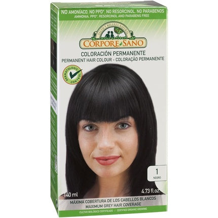 Vopsea de păr, Corpore Sano, negru, 140 ml