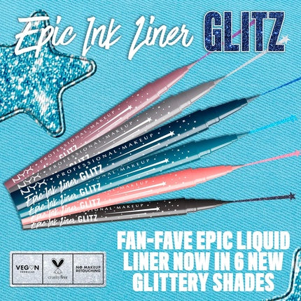 Rimă lichidă pentru ochi NYX Professional Makeup Epic Ink Glitz Liner Waterproof Metallic