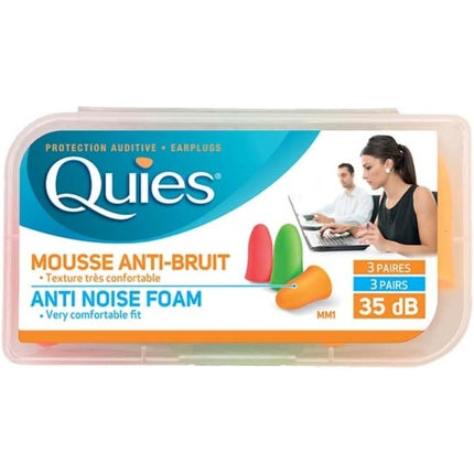 Dopuri de ureche Quies, 3 perechi, culori asortate (portocaliu, verde, roșu), protecție acustică