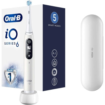 Periuță de dinți electrică Oral-B iO Series 6 White cu capete de periaj și carcasă de călătorie