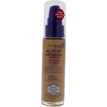 Foundation Almay Age Essentials, Light/Medium Neutral 130, 30ml, SPF 15