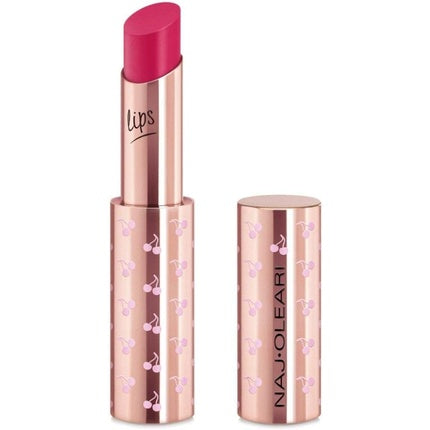 Ruj Naj Oleari True Icon Lipstick 07 Strawberry Intense, culoare roz intens, design imprimeu cireșe