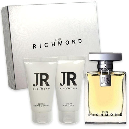 Set Cadou Parfum John Richmond pentru Femei, 100 ml + Gel de Duș, Culoare Argintie și Neagră