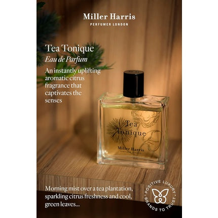 Perfumă Miller Harris Tea Tonique, 50 ml, EDP, sticlă transparentă, dop negru