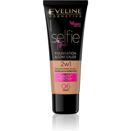 Fond de ten, Eveline Cosmetics, Selfie Time, 2-in-1, 30ml, nuanta Honey Almond