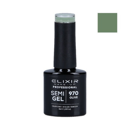 Lac de unghii semipermanent Elixir, 970, verde olive, 8ml