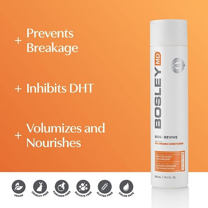 Condiționar Bosley MD, BOS-Revive Volumizing Conditioner pentru păr subțire, cu extracte de rozmarin și semințe de dovleac - 10.1 Ounce