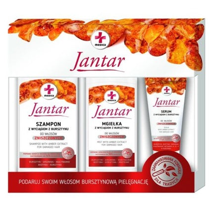 Set Îngrijire Păr Ideepharm Jantar, Șampon 330ml, Mască 200ml, Ser 30ml, Alb