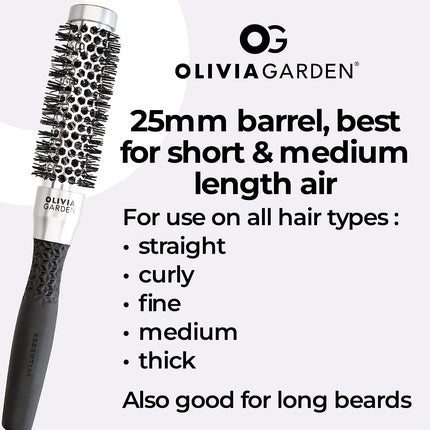 Perie pentru păr, Olivia Garden, Essential Blowout Classic, argintie