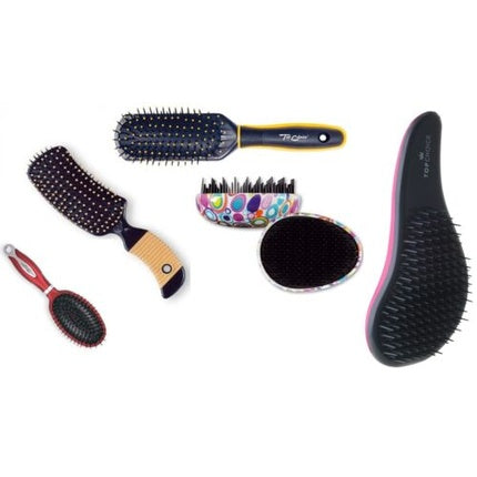Perie pentru păr Top Choice, model mixt, negru cu accente roz