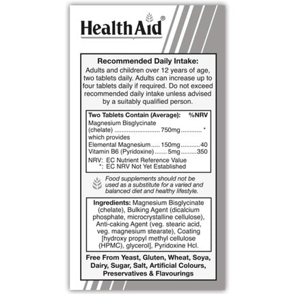 Supliment alimentar, HealthAid, comprimate vegane magneziu 60buc