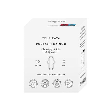 Your Kaya Pads With Wings For Night, 10 buc, alb, bumbac organic