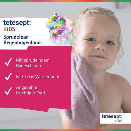 Sare baie copii, Tetesept, Rainbow Land, color roz, 40g