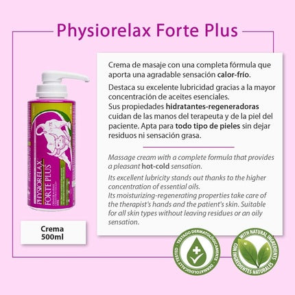 Crema Physiorelax Forte Plus, 500ml, Roz, Dispensator cu pompă