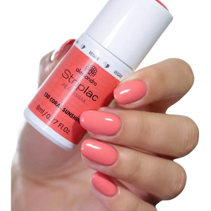 Lac de Unghii Alessandro Striplac Peel or Soak Vegan Coral Sunshine UV, 8ml