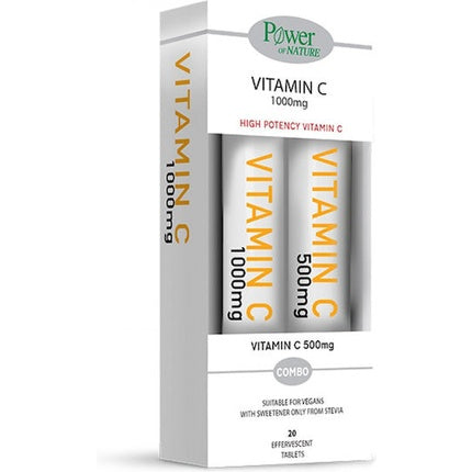 Tablete Efervescente Power Health cu Vitamina C 1000mg și Stevia, 20 buc