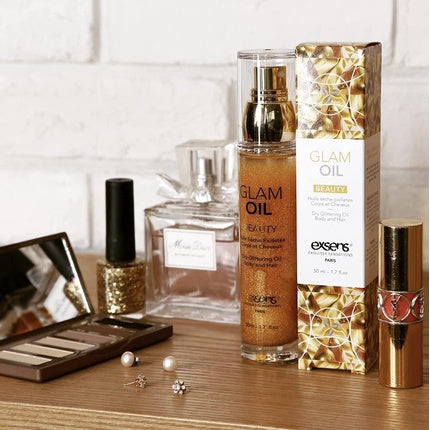 Ulei uscat corp, Exsens, Glam Oil, auriu, 50ml