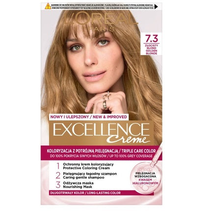 Vopsea de păr L'Oréal Excellence Creme 7.3 Golden Blonde, 264g