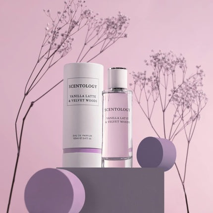 Parfum, Scentology, Vanilla Latte & Velvet Woods, flacon mov