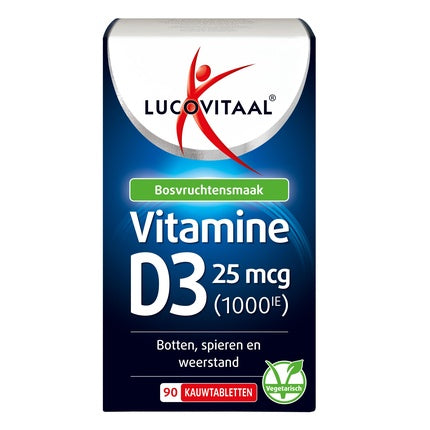 Tablete masticabile Vitamina D3, Lucovitaal, 25 mcg, 90 buc