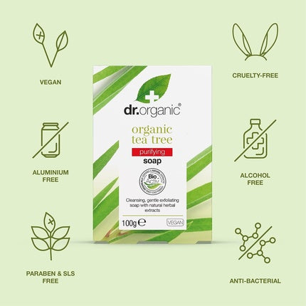 Săpun solid, Dr Organic, Tea Tree, 100g
