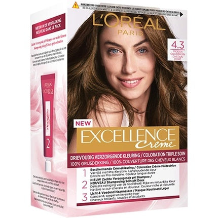 Vopsea de par, L'Oréal Paris, Excellence 4.3 Castaniu Auriu Mediu