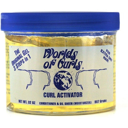 World of Curls Extra Dry Gel Activator, 32oz, galben